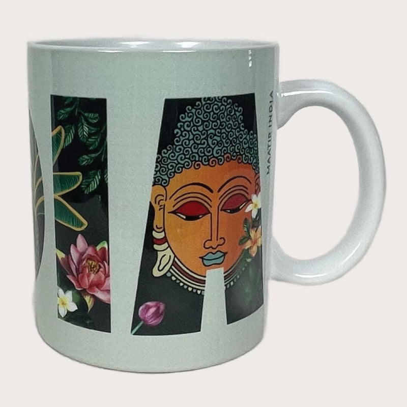MaatirDesigns Maatir Souvenir Gift Premier India Colorful Traditional Art Large Ceramic Coffee Mug 350 ml Single Mug - Image 1