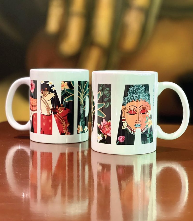 MaatirDesigns Maatir Souvenir Gift Premier India Colorful Traditional Art Large Ceramic Coffee Mug 350 ml Single Mug - Image 5