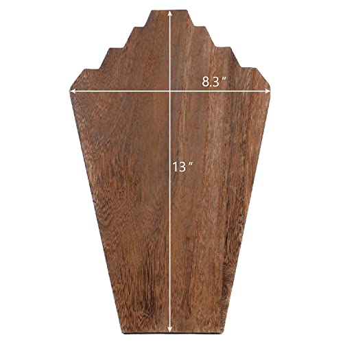 Ikee Design 2 Pcs Lightweight Wooden Necklace Display Bust Easel Jewelry Display for Shows, Necklace Stand, Brown Color, 8.3 W x 4.3 D x 13 H in - Image 2