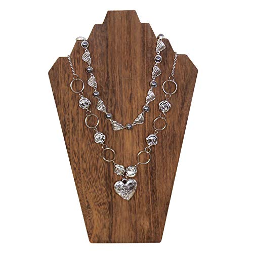 Ikee Design 2 Pcs Lightweight Wooden Necklace Display Bust Easel Jewelry Display for Shows, Necklace Stand, Brown Color, 8.3 W x 4.3 D x 13 H in - Image 4