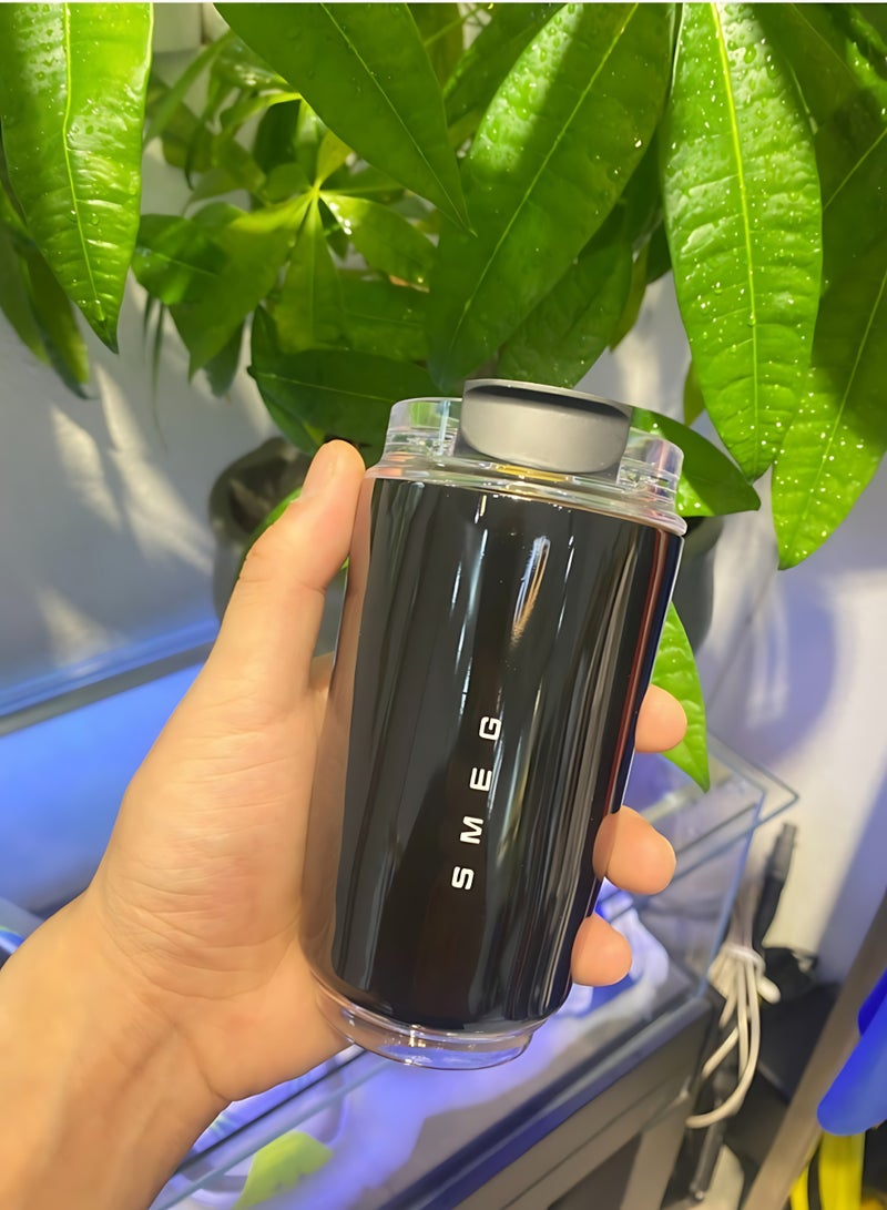 سميج كوب قهوة للسفر من Smeg، سعة ‎350 مل، كوب مشروبات معزول بغطاء مانع للتسرب، حافظ للحرارة طويل الأمد مع غطاء، ترمس قهوة للسفر (أسود) - Image 4
