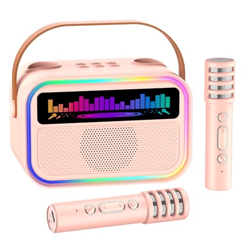 TOZDTO Kids Karaoke Machine for Girls Kids Toys Gifts for Age 312 Portable Bluetooth Speaker with 2 Wireless Microphones Toddler Singing Karaoke for Birthday Family Home Party Pink - Image 1