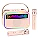 TOZDTO Kids Karaoke Machine for Girls Kids Toys Gifts for Age 312 Portable Bluetooth Speaker with 2 Wireless Microphones Toddler Singing Karaoke for Birthday Family Home Party Pink - Image 3