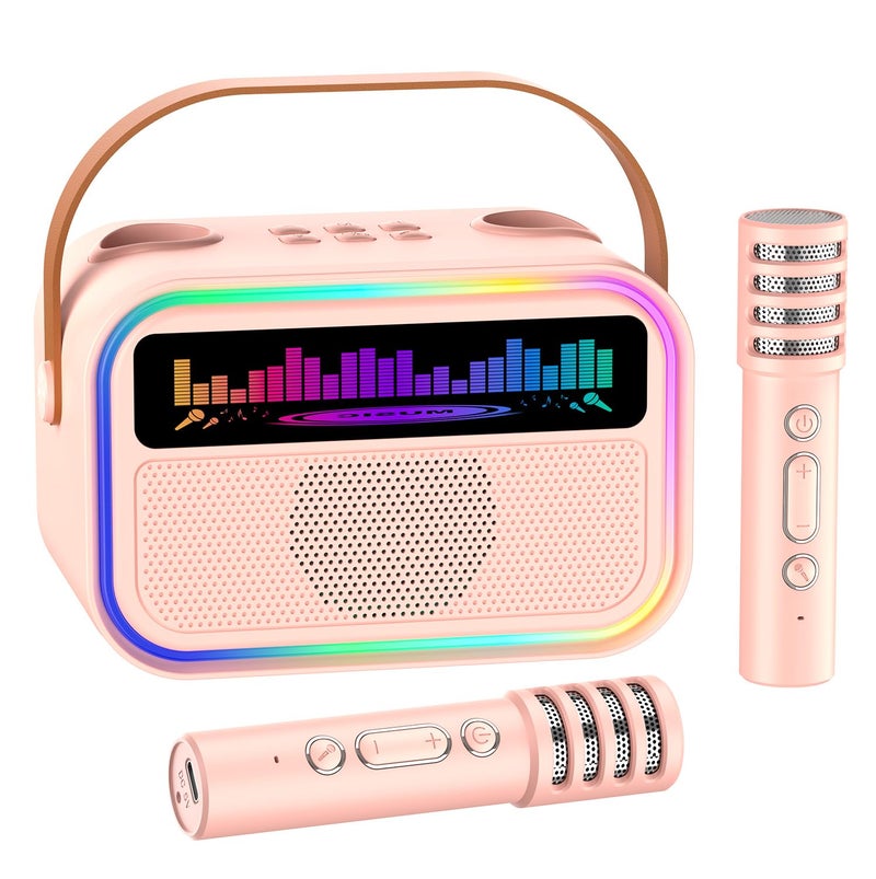 TOZDTO Kids Karaoke Machine for Girls Kids Toys Gifts for Age 312 Portable Bluetooth Speaker with 2 Wireless Microphones Toddler Singing Karaoke for Birthday Family Home Party Pink - Image 2