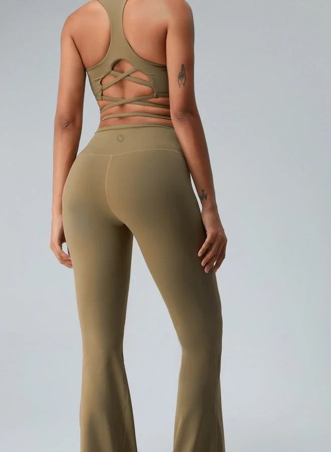 Kawn.yoga Khaki Brown Womens X Back Sports Bra for Women | Best Price UAE