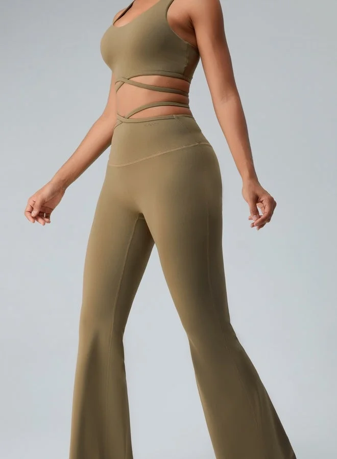 Kawn.yoga Khaki Brown Womens X Back Sports Bra for Women | Best Price UAE