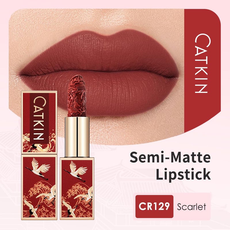 Catkin Semi-Matte Lipstick Hydrating High Impact Color Infused with Vitamin E and Avocado Oil Smooth Soft Texture Long Lasting Matte Finish 129 - Image 4