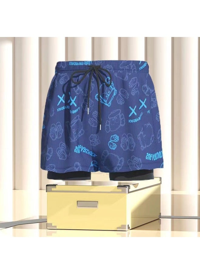 Generic - Summer Men's Double-layer Anti-embarrassment Plus Size Loose Swimming Trunks Boxer Quick-drying Adult Professional Sports Swimming Trunks Beach-Color:Multi-pattern Matching Received Shall Prevail- - Image 1
