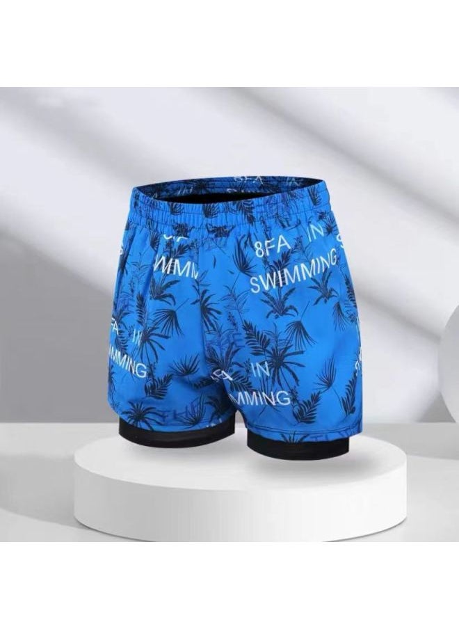 Generic - Summer Men's Double-layer Anti-embarrassment Plus Size Loose Swimming Trunks Boxer Quick-drying Adult Professional Sports Swimming Trunks Beach-Color:Multi-pattern Matching Received Shall Prevail- - Image 1