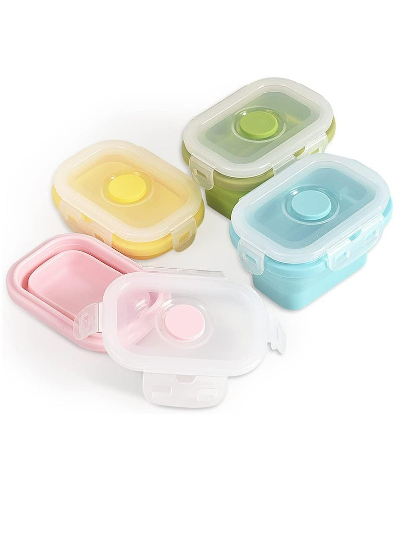Oasisgalore Collapsible Silicone Food Containers with Snap Lids, Stackable, Space Saving,150 ml, 4 Packs - Image 1