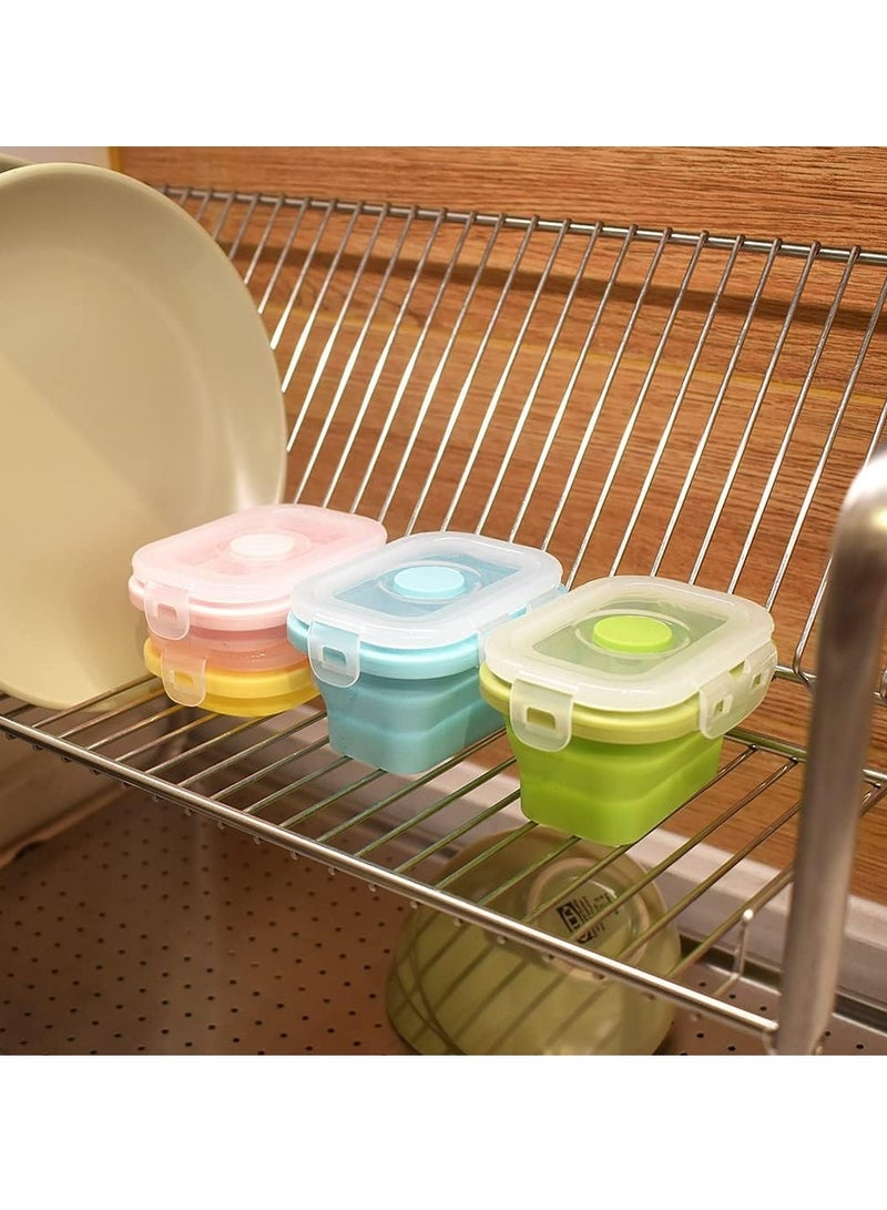 Oasisgalore Collapsible Silicone Food Containers with Snap Lids, Stackable, Space Saving,150 ml, 4 Packs - Image 2