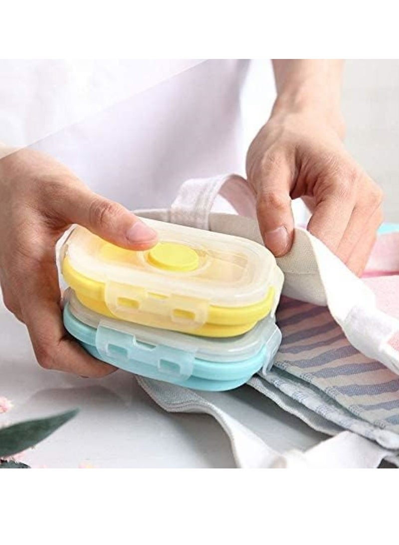 Oasisgalore Collapsible Silicone Food Containers with Snap Lids, Stackable, Space Saving,150 ml, 4 Packs - Image 3