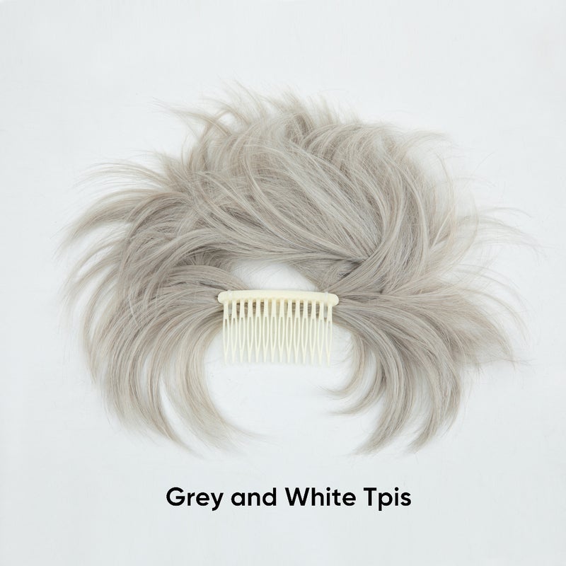 Generic Cross-border European and American wig womens adjustable comb ball head wig bun hair ring chicken nest head messy wig piece 16-171-silver gray-60