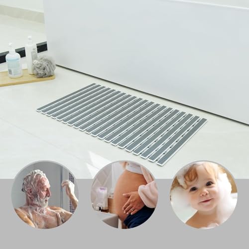 RichAxis PVC Anti Skid Mat For Bathroom Anti Slip Bathroom Mat Shower Area Anti Skid Mats With Suction Cups And Drain Holes For Bathtub Floor Mat (68X38 Cm,Grey) - Image 5