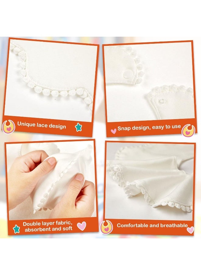 JenPen White Bibs for Baby Girl Bandana Muslin 360 Bibs Baby Bandana Drool for Girl Set for Teething Toddler - Image 3