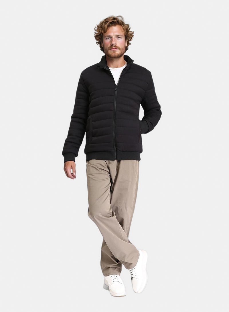 RAVIN Men Casual Stitched Jacket With Side Pockets Black - Image 4