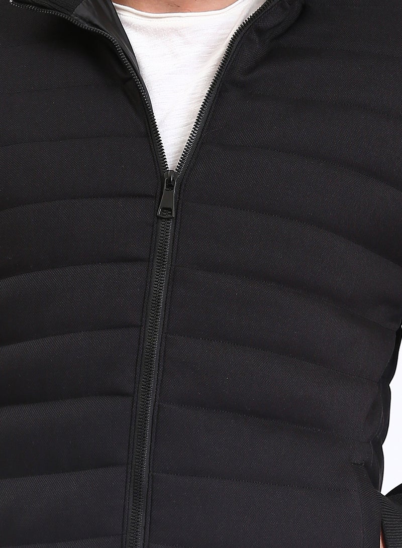 RAVIN Men Casual Stitched Jacket With Side Pockets Black - Image 3