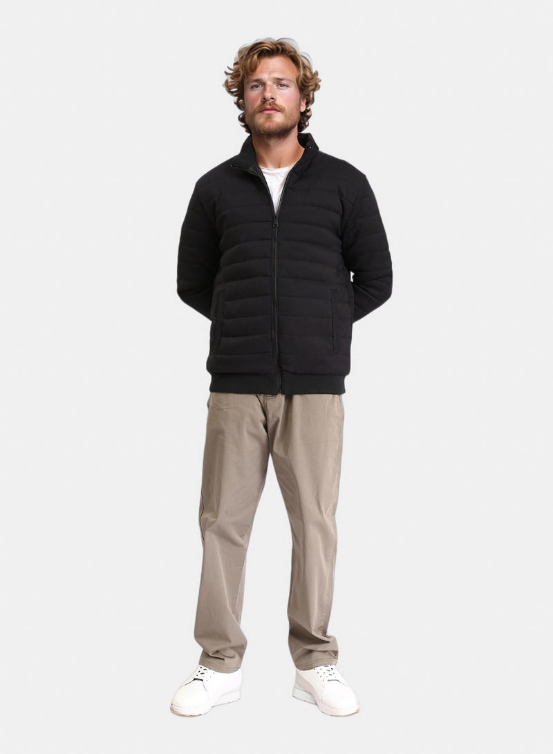 RAVIN Men Casual Stitched Jacket With Side Pockets Black - Image 5