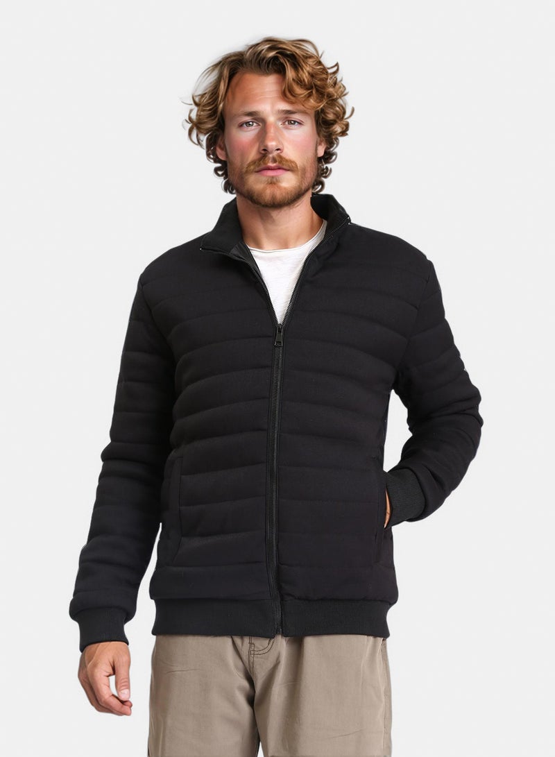 RAVIN Men Casual Stitched Jacket With Side Pockets Black - Image 1