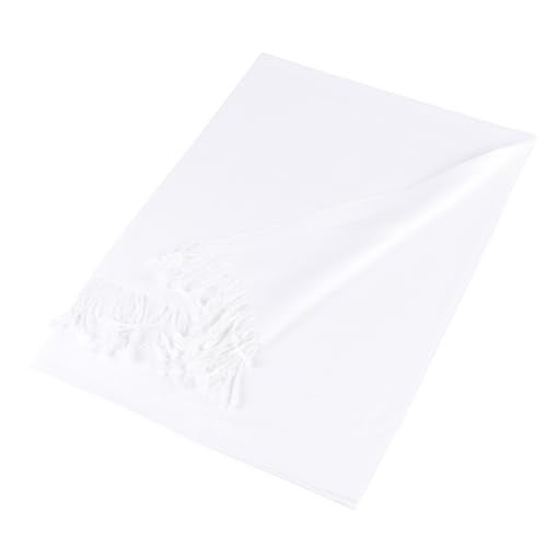 TZ Promise Women's Pashmina Shawls and Wraps for Evening Dress Soft Wedding Bridal Winter Warm Long Large Scarves (White) - Image 2