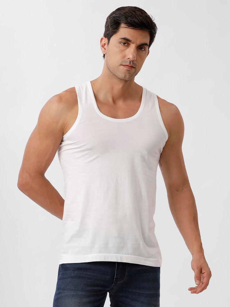 RAMRAJ COTTON Men Cotton White Vest RN (2 PCs Pack)-90 - Image 2