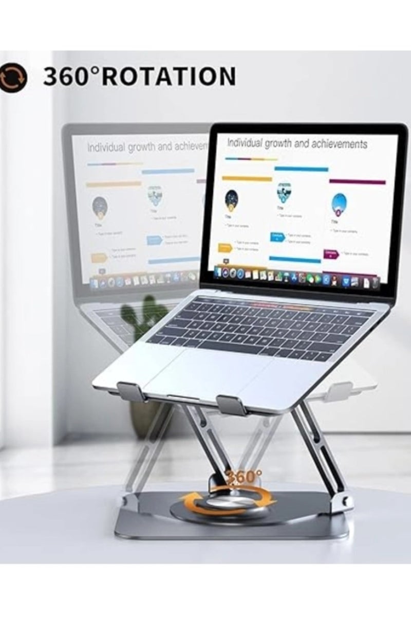 BEILINGDUN Laptop Stand for Desk, Adjustable & Foldable Laptop Riser for 10-15.6 Inch Laptops, 360°Rotating with magnetic Base，Computer Stand for MacBook/Notebook, Portable Ergonomic Holder Up to 17.6lbs - Silver - Image 2