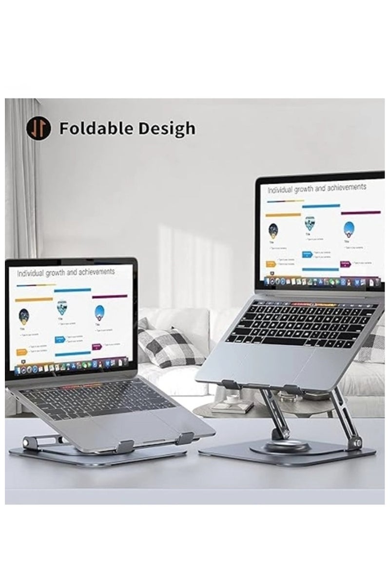 BEILINGDUN Laptop Stand for Desk, Adjustable & Foldable Laptop Riser for 10-15.6 Inch Laptops, 360°Rotating with magnetic Base，Computer Stand for MacBook/Notebook, Portable Ergonomic Holder Up to 17.6lbs - Silver - Image 3