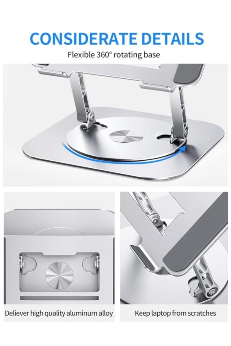 BEILINGDUN Laptop Stand for Desk, Adjustable & Foldable Laptop Riser for 10-15.6 Inch Laptops, 360°Rotating with magnetic Base，Computer Stand for MacBook/Notebook, Portable Ergonomic Holder Up to 17.6lbs - Silver - Image 4
