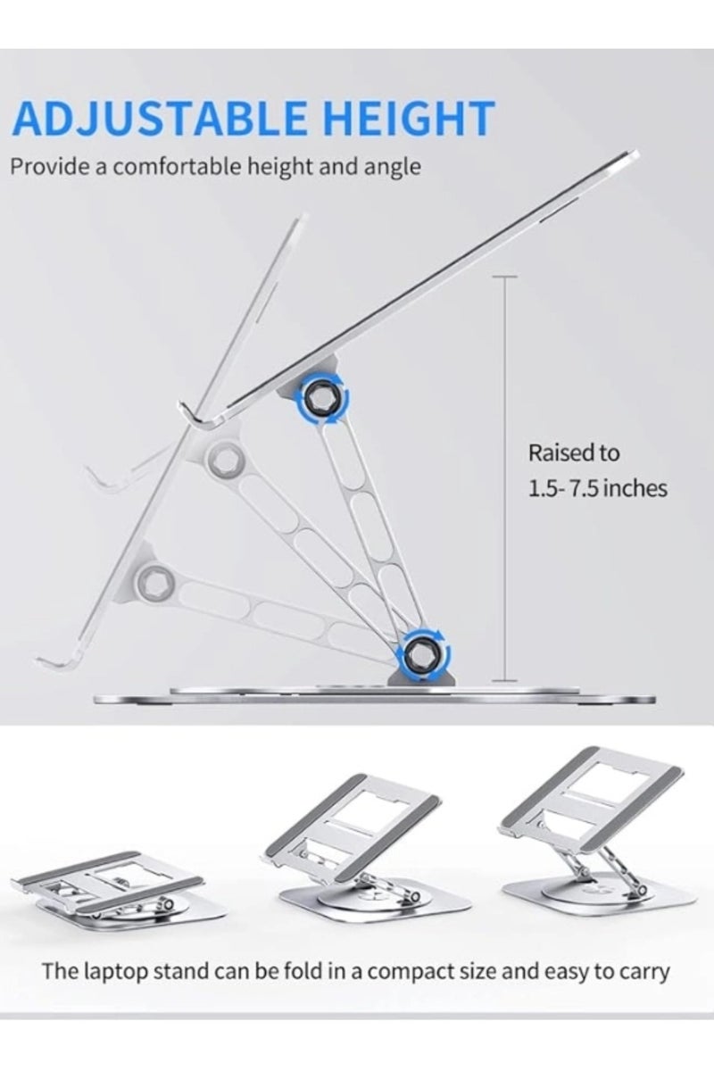 BEILINGDUN Laptop Stand for Desk, Adjustable & Foldable Laptop Riser for 10-15.6 Inch Laptops, 360°Rotating with magnetic Base，Computer Stand for MacBook/Notebook, Portable Ergonomic Holder Up to 17.6lbs - Silver - Image 5
