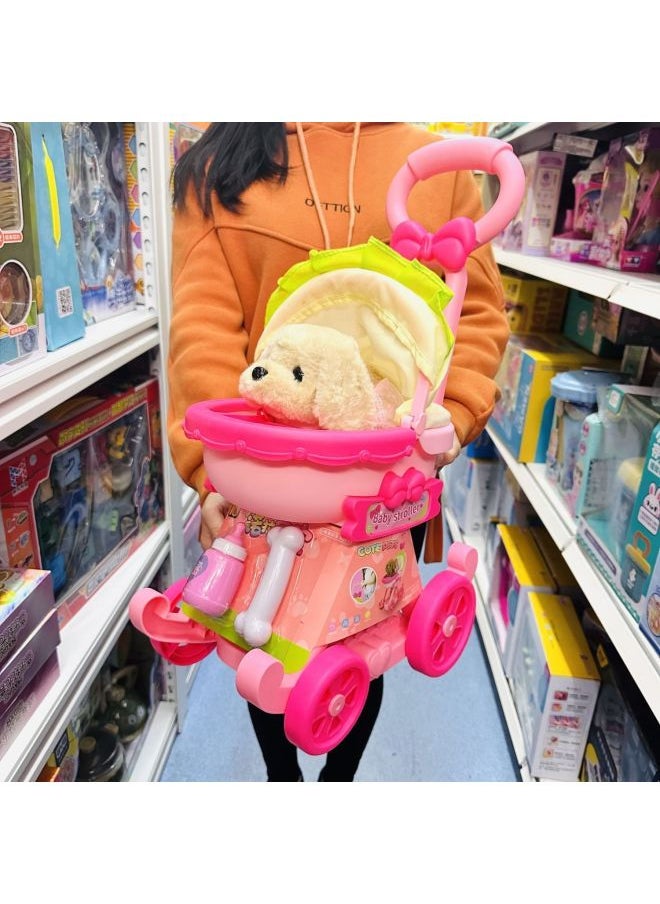 null - Nora Pet Baby Pet Cart Rabbit Dog Cat Calling Walking Children Simulation Play-house Toy-Color:Luxury Trolley + Electric Cat [can Walk And Meow]-Specification:Battery Version [rechargeable Battery + Charger + Screwdriver] - Image 1