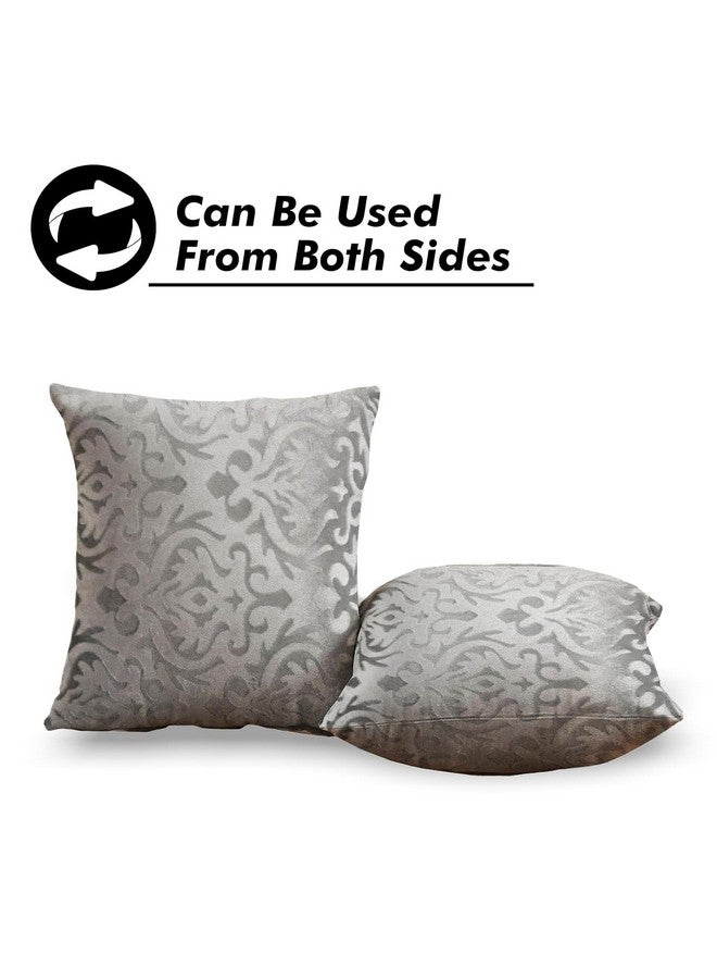 STARNSTYLE Velvet Decorative Cushion Cover 24x24 Inch - Set of 5, Soft Solid Damask Square Throw Pillow Covers for Sofa, Living Room or Home Decor - 60x60 cm Grey - Image 5