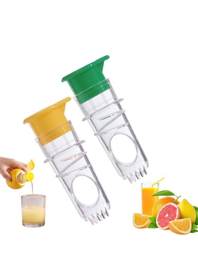 سونسر عصارة حمضيات يدوية، عصارة ليمون بغطاء لولبي مع مصفاة وفوهة مدمجة، طقم من قطعتين، أصفر وأخضر - Image 1