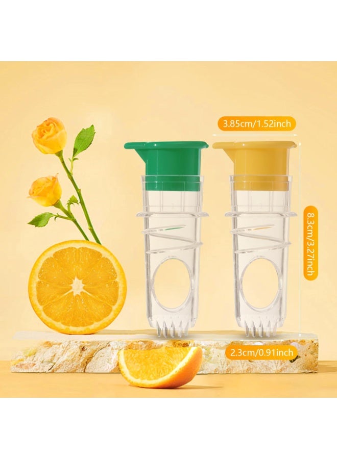 سونسر عصارة حمضيات يدوية، عصارة ليمون بغطاء لولبي مع مصفاة وفوهة مدمجة، طقم من قطعتين، أصفر وأخضر - Image 2