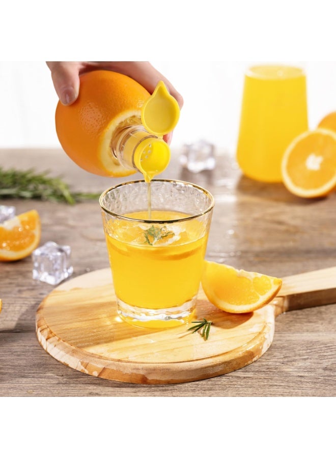 سونسر عصارة حمضيات يدوية، عصارة ليمون بغطاء لولبي مع مصفاة وفوهة مدمجة، طقم من قطعتين، أصفر وأخضر - Image 5