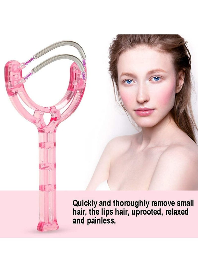 سيسلي قطعتان لإزالة شعر الوجه، أداة فعالة لإزالة شعر الوجه والشفاه، أداة تجميل زنبركية بلاستيكية للنساء والرجال (وردي) - Image 3