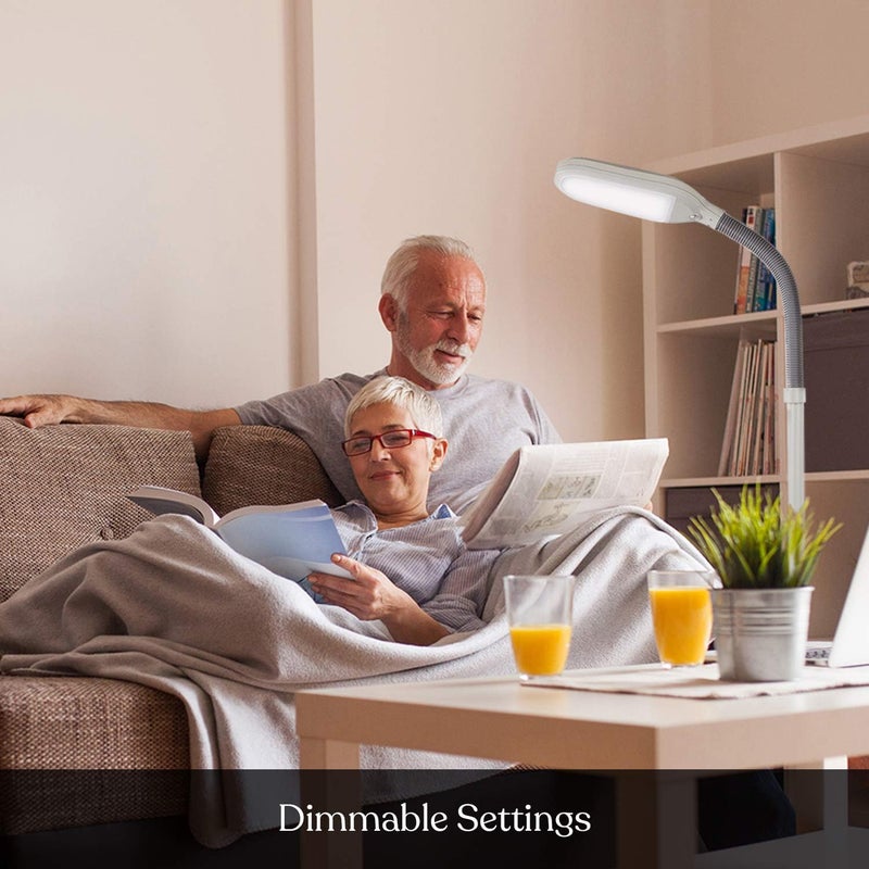 brightech Litespan - Bright LED Floor Reading Lamp for Over Chair Crafts and Reading, Estheticians' Light for Lash Extensions, Adjustable Standing Lamp for Living Room, Bedroom, Office - White - Image 5