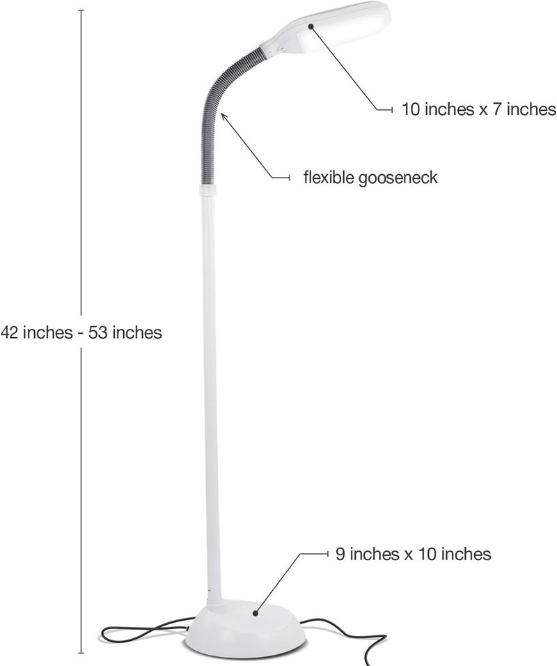brightech Litespan - Bright LED Floor Reading Lamp for Over Chair Crafts and Reading, Estheticians' Light for Lash Extensions, Adjustable Standing Lamp for Living Room, Bedroom, Office - White - Image 2