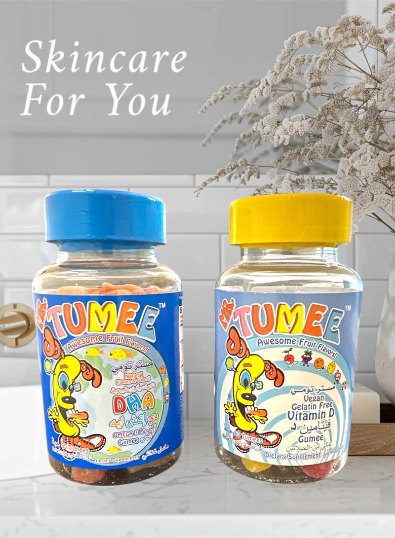 MR.TUMEE Dietary Supplement for Children and Adults Omega 3 + Vitamin D Gelatin Free Chewable Dietary Supplement, Natural Flavors and Colors, 60 Vitamins - Image 1