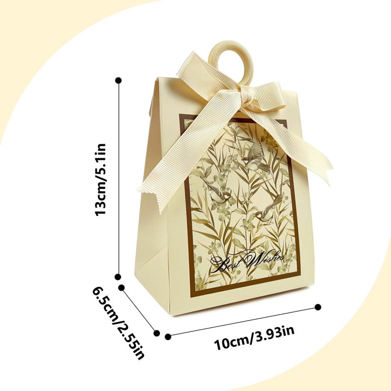 KASTWAVE 20Pcs Mini Gift Bags with Ribbon Handle, Ivory White Bird & Flower Party Favor Bags, Small Treat Boxes for Wedding, Baby Shower, Birthday, Bridal Shower, and Party Gifts (3.9"x2.6"x1.4") - Image 5