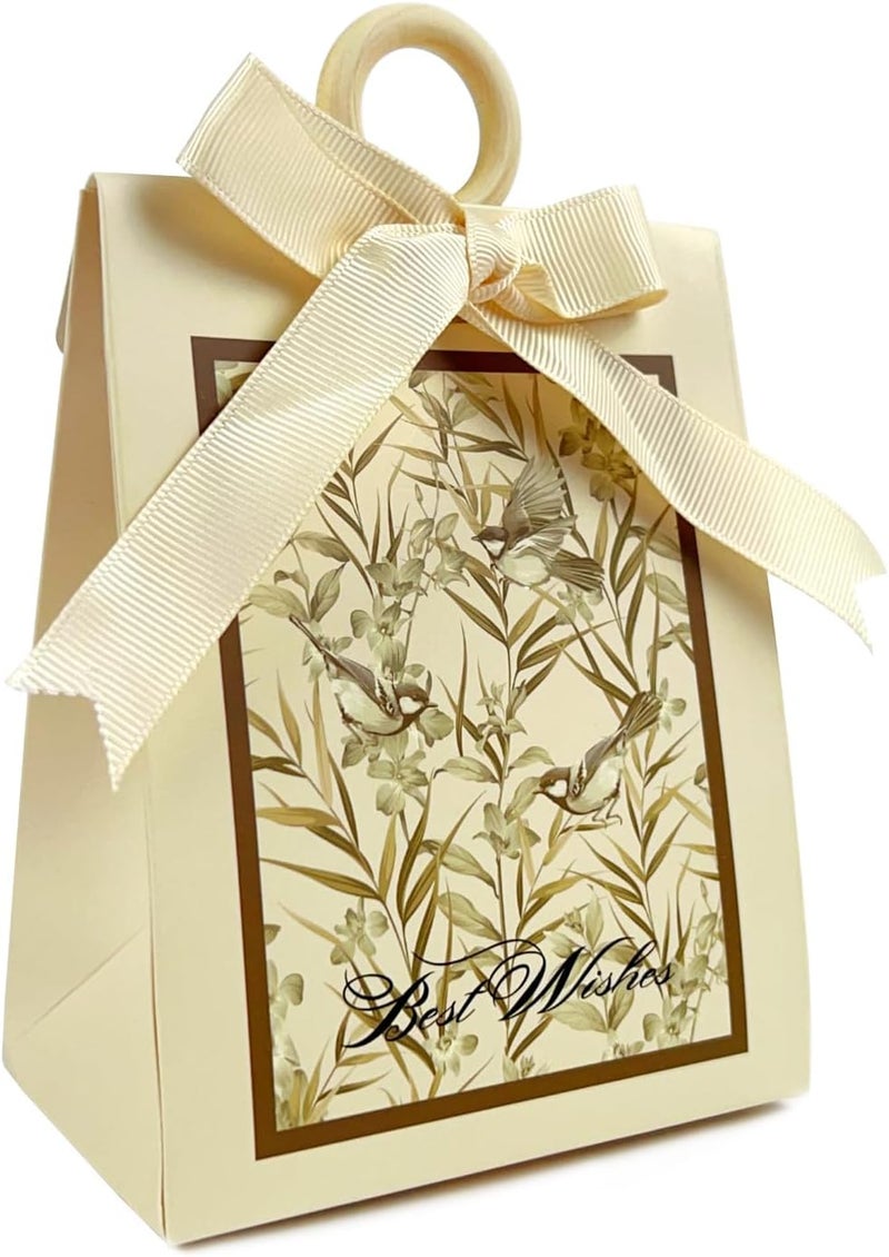 KASTWAVE 20Pcs Mini Gift Bags with Ribbon Handle, Ivory White Bird & Flower Party Favor Bags, Small Treat Boxes for Wedding, Baby Shower, Birthday, Bridal Shower, and Party Gifts (3.9"x2.6"x1.4") - Image 1