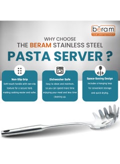 Beram Stainless Steel Pasta Server, Cooking Utensil, Kitchen Tool, Spatula, Cooking Spoon, Food Grade, Compact, Lightweight, Spaghetti and Noodle Clamps  - Image 4