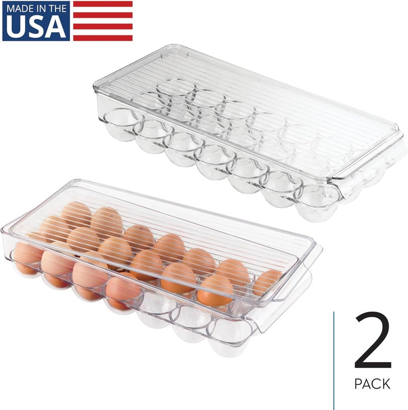 InterDesign iDesign Clear Plastic Egg Holder for Fridge with Lid - 21 Egg Storage Container Organizer Bin, 2-Pack - Image 2