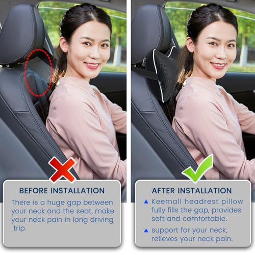 Keemall Inflatable Car Neck Pillow, Soft Headrest Inflatable Car Pillow for Driving Seat with Adjustable Strap, Comfortable Ergonomic Design Neck Support and Breathable Washable Cover - Image 3
