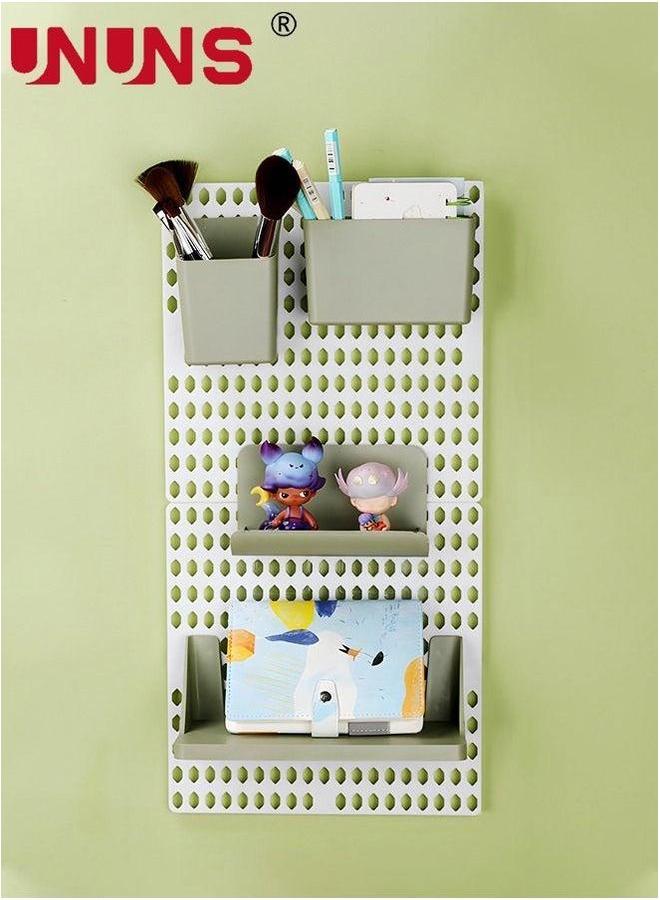 UNUNS Wall Mounted Storage Organizer,Wall Floating Shelves Set,DIY Shelf For Bedroom Office,2 S Hooks,3 Shelfs,2 Bulkheads - Image 1