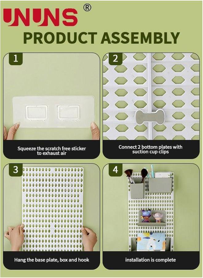 UNUNS Wall Mounted Storage Organizer,Wall Floating Shelves Set,DIY Shelf For Bedroom Office,2 S Hooks,3 Shelfs,2 Bulkheads - Image 3