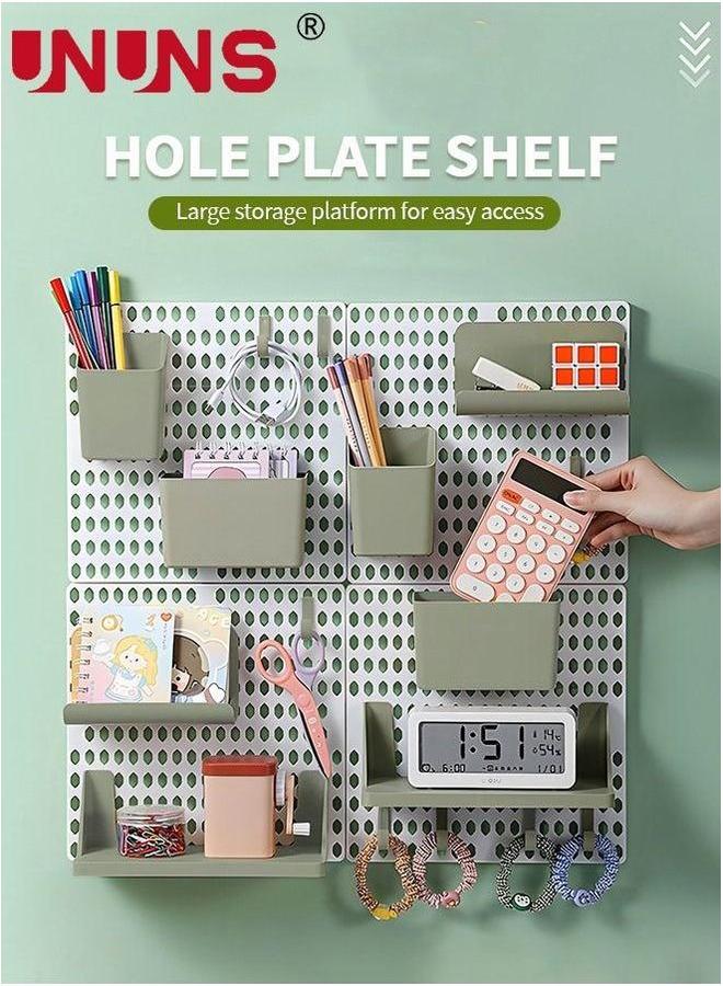 UNUNS Wall Mounted Storage Organizer,Wall Floating Shelves Set,DIY Shelf For Bedroom Office,2 S Hooks,3 Shelfs,2 Bulkheads - Image 4