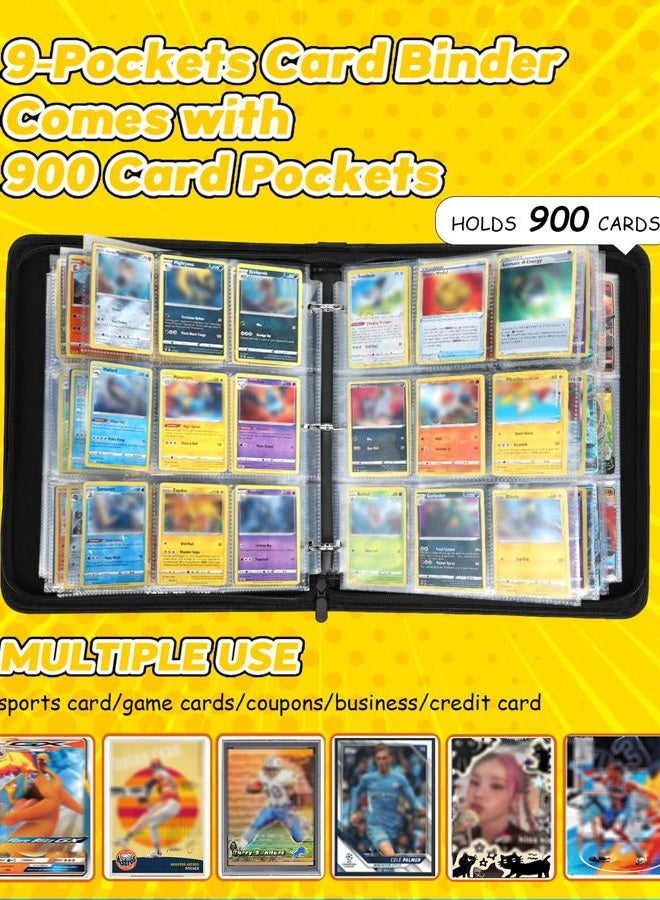 LOTADILO for 9 Pocket Card Binder for 900 Cards - Large Capacity Trading Card Collection Album Folder Double Sided Pocket with Zipper Strawberry for Girls Girly Teens for Sports Cards Game Cards - Image 2