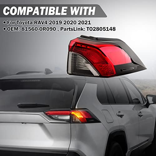 Clidr Tail Light for Toyota RAV4 2019 2020 2021 2022 2023 2024 Outer Rear Brake Lamp Replace# 81560-0R090 TO2805148 Passenger Side (Right) - Image 2