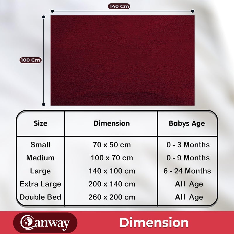 CANWAY 1 Piece Absorbent Waterproof Mattress Protector Sheet for Babies Quick Dry Washable 140 x 100 Cm Large Maroon - Image 2