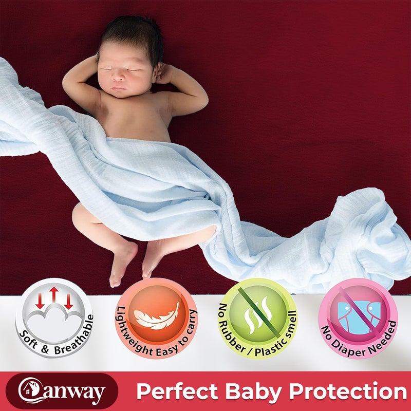 CANWAY 1 Piece Absorbent Waterproof Mattress Protector Sheet for Babies Quick Dry Washable 140 x 100 Cm Large Maroon - Image 5